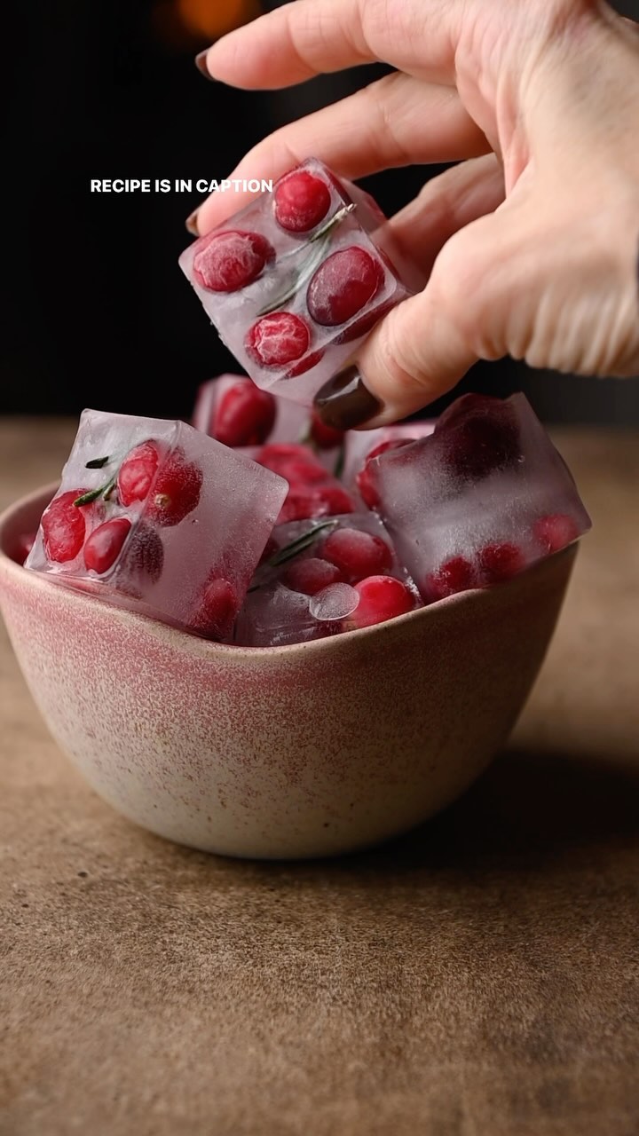 Festive Ice Cubes with Berries and Herbs