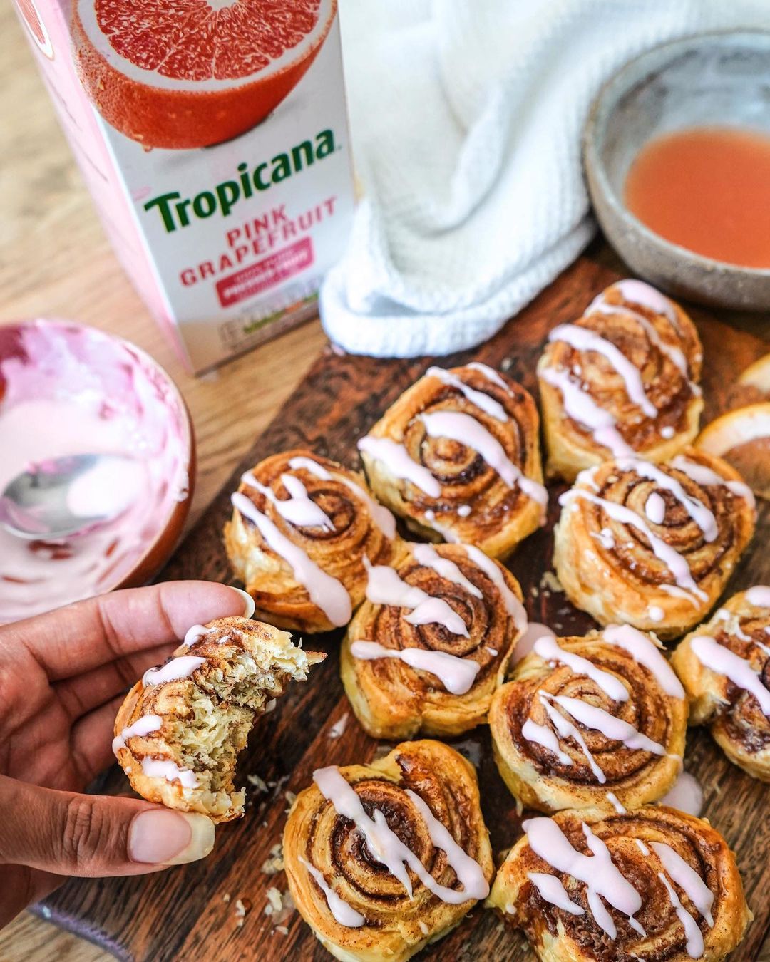 Vegan Pink Grapefruit Cinnamon Rolls