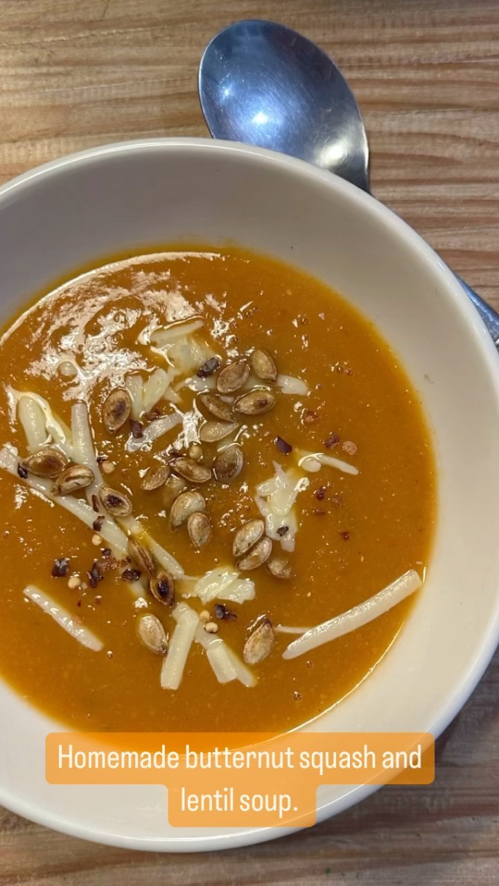 Homemade Butternut Squash and Lentil Soup