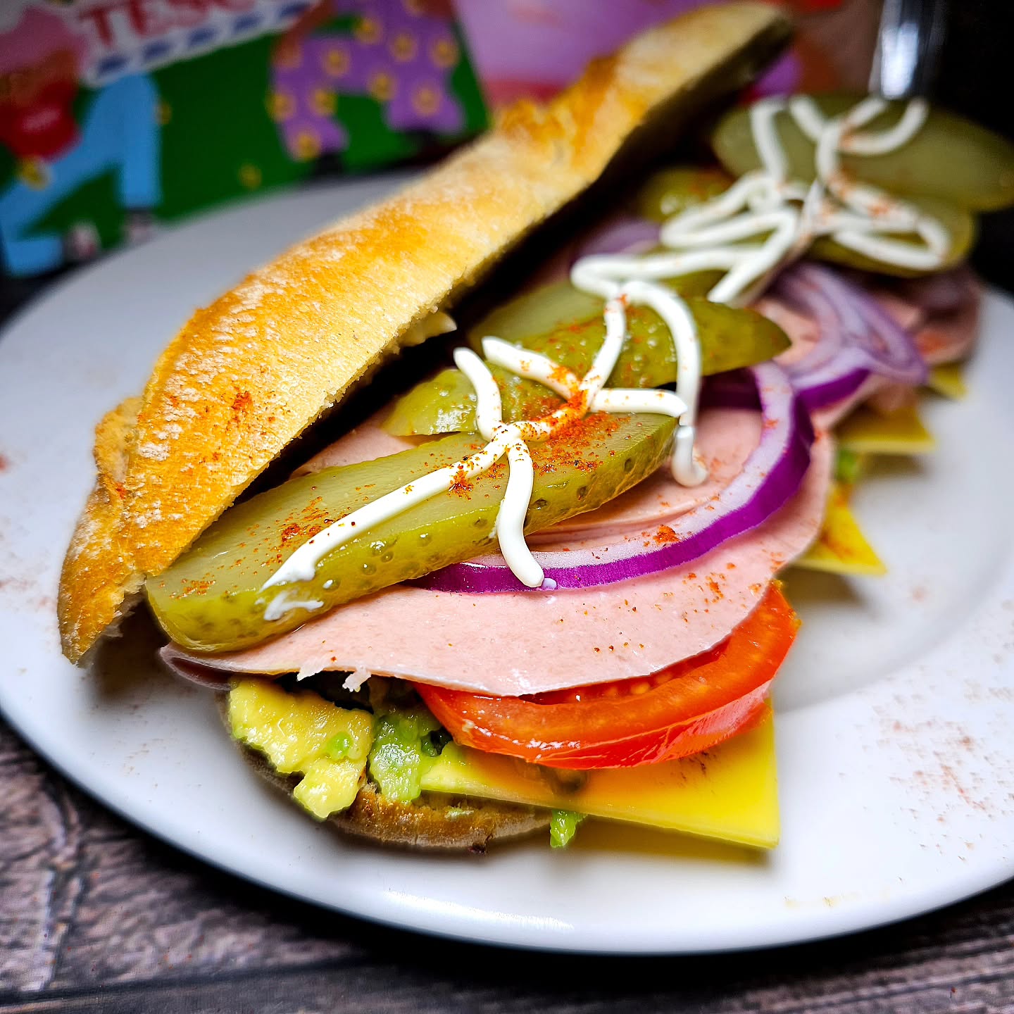 Plant-Based Ham Baguette Sandwich