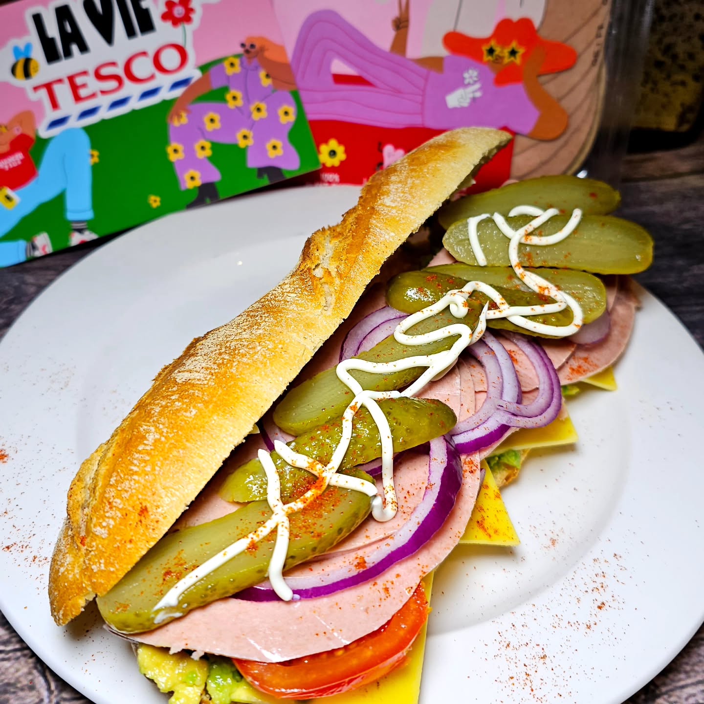 Plant-Based Ham Baguette Sandwich