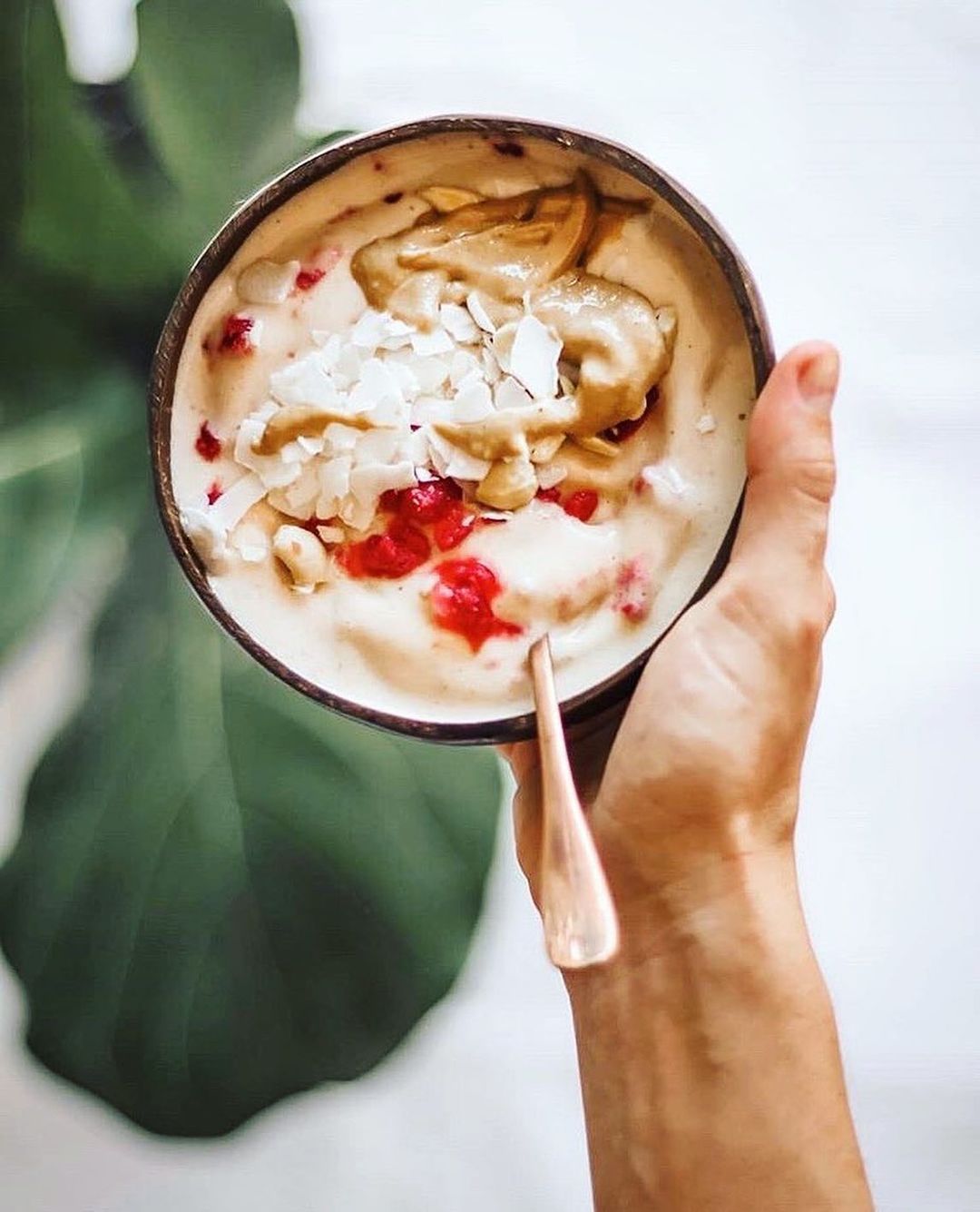 Frozen Banana Nicecream with Raspberries