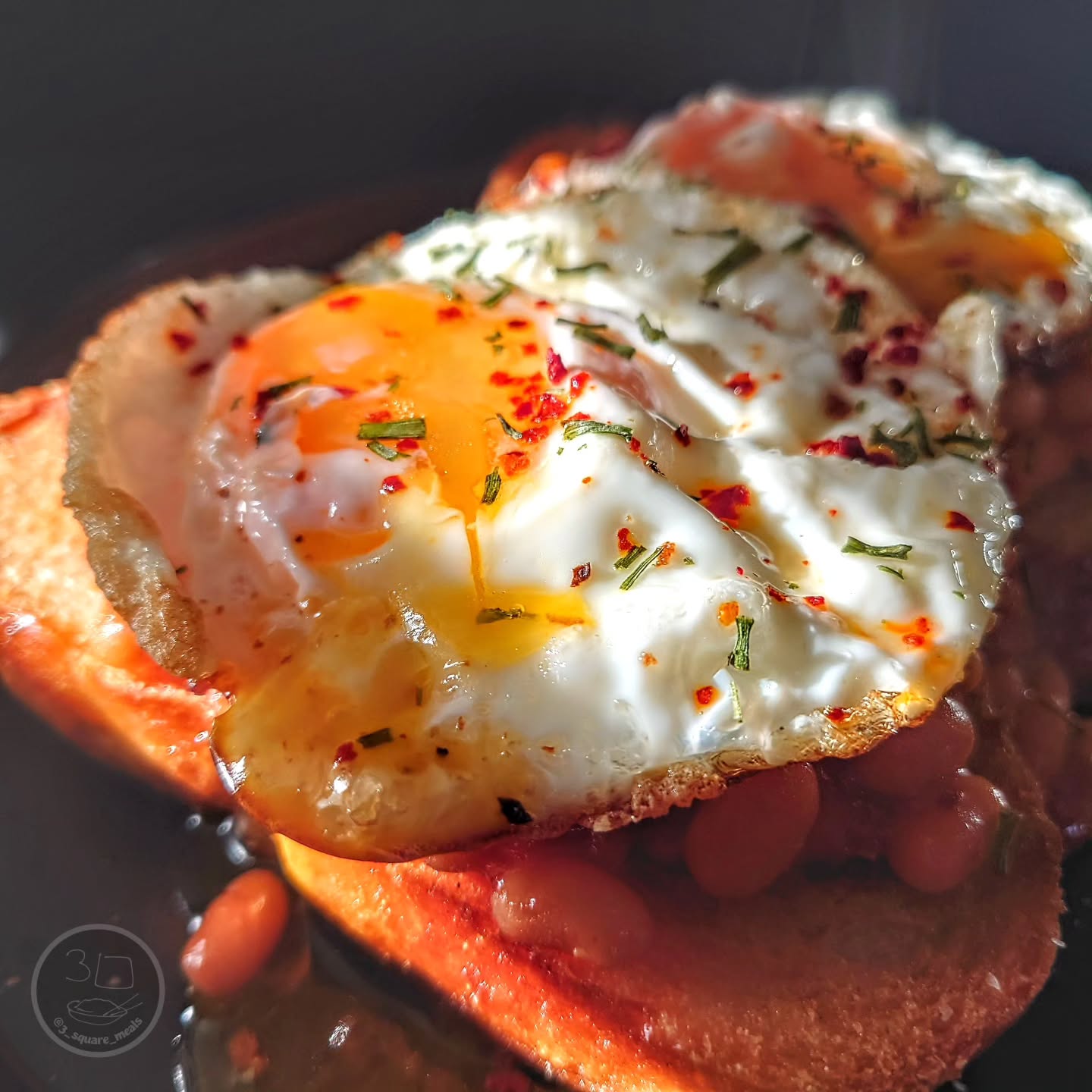 Fried Bread with Eggs and Beans