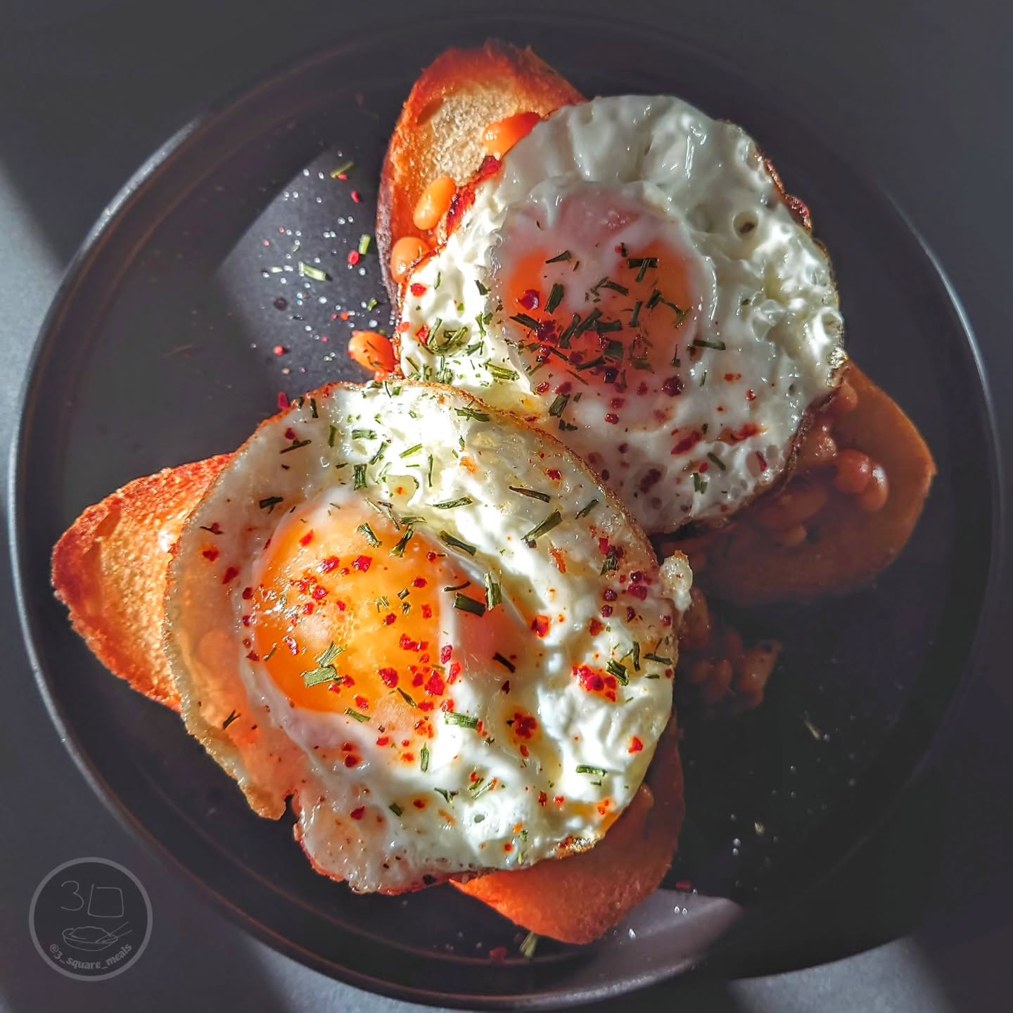 Fried Bread with Eggs and Beans