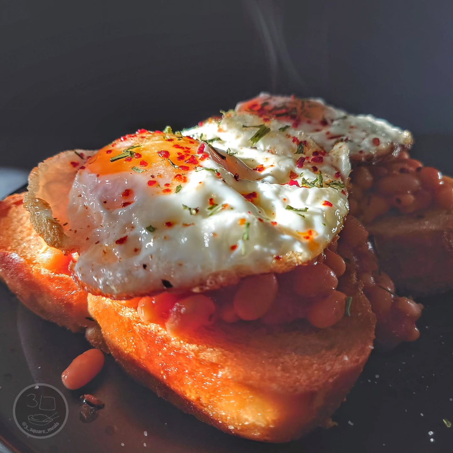 Fried Bread with Eggs and Beans