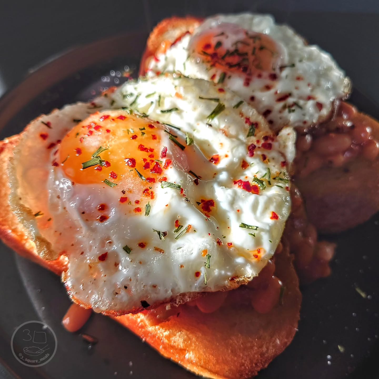 Fried Bread with Eggs and Beans