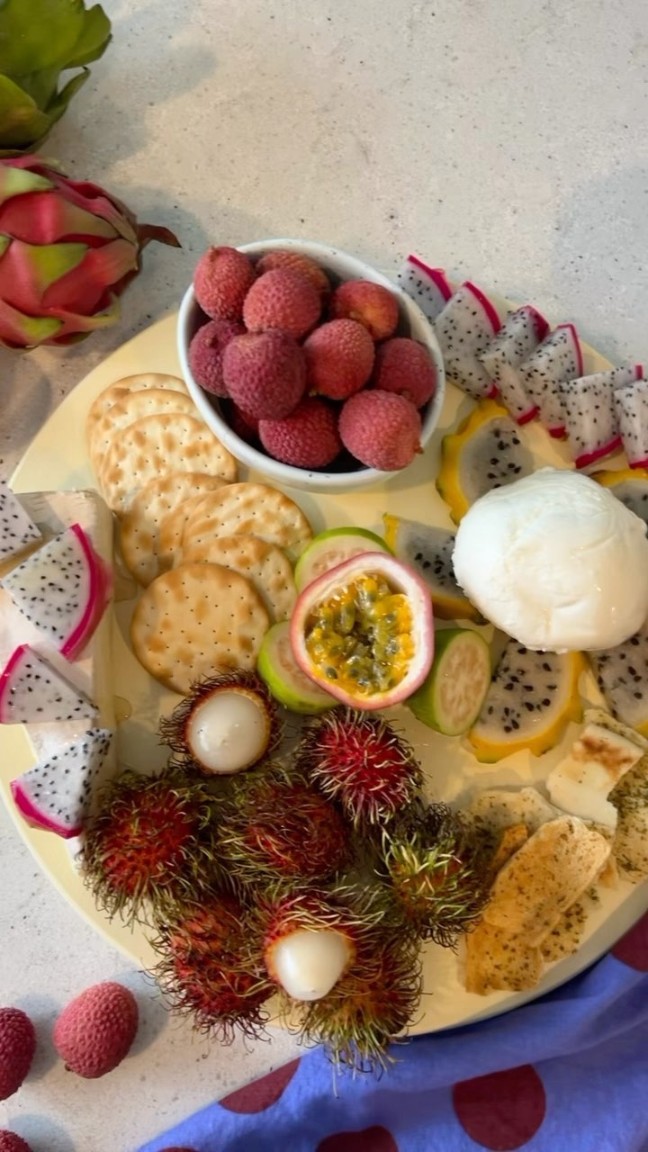 Vibrant Tropical Fruit Cheese Board