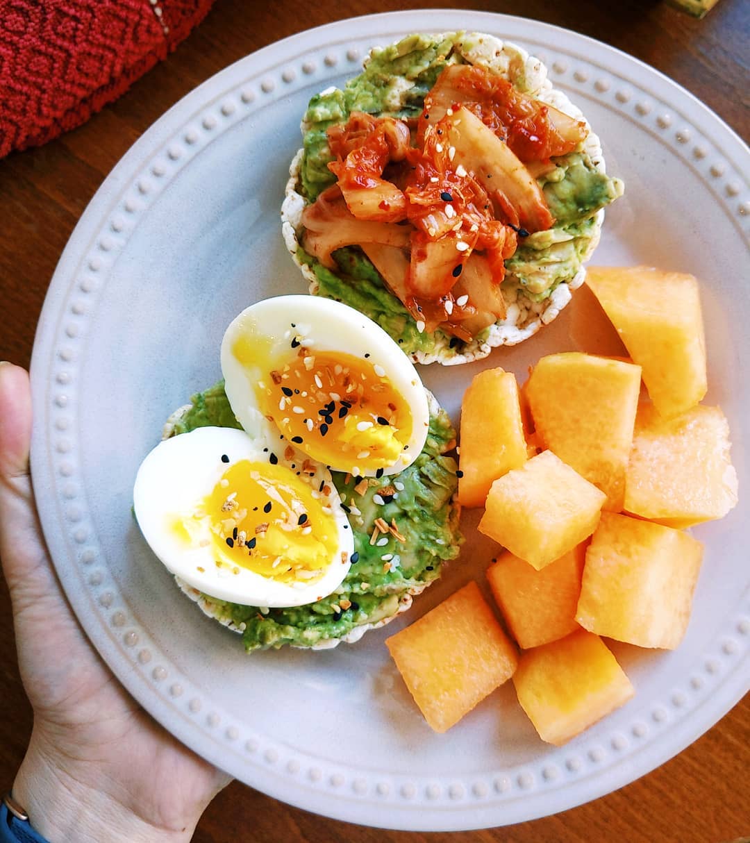 Avocado Kimchi Rice Cake Toast