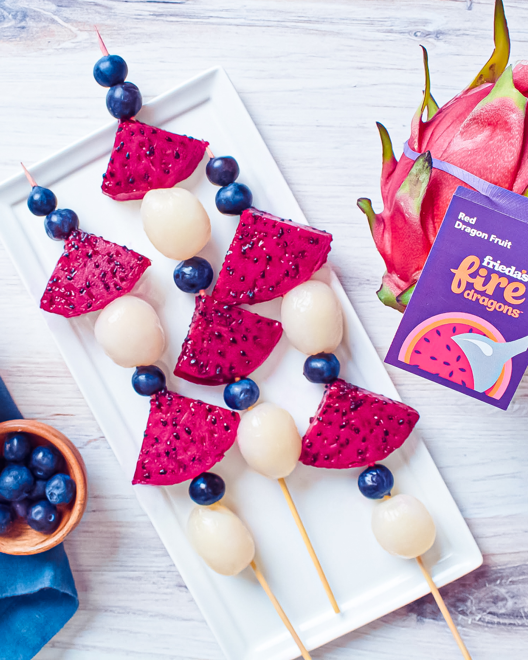 Patriotic Fruit Skewers with Dragon Fruit