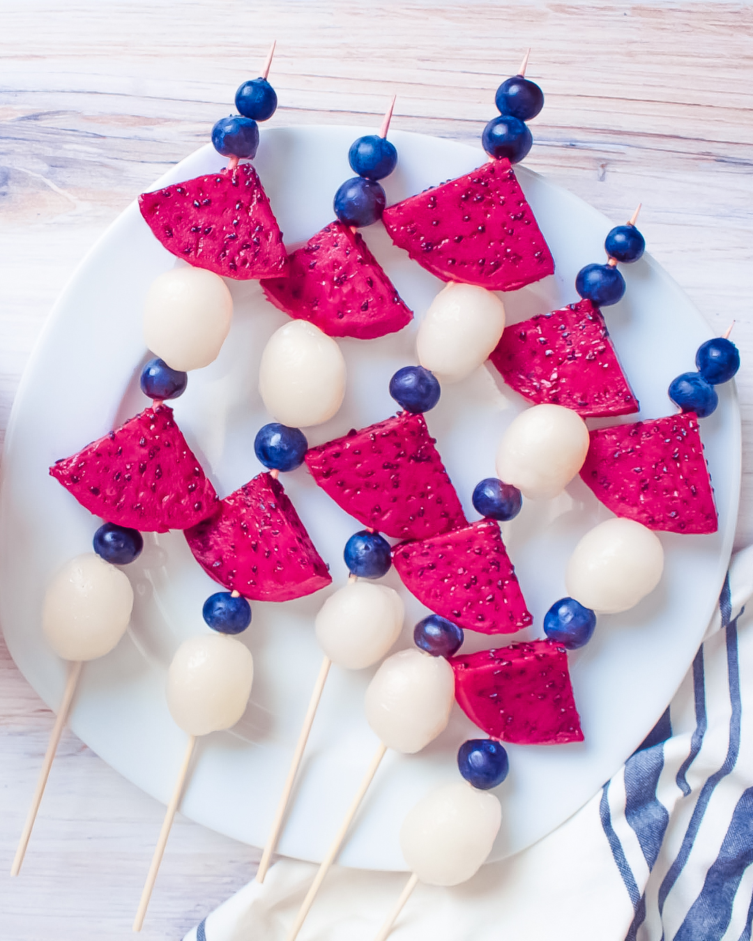 Patriotic Fruit Skewers with Dragon Fruit