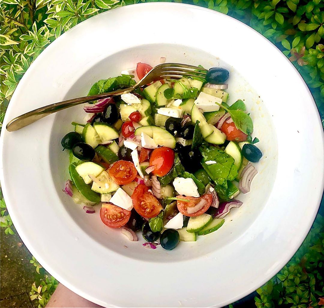 Vegan Greek Salad with Feta Alternative