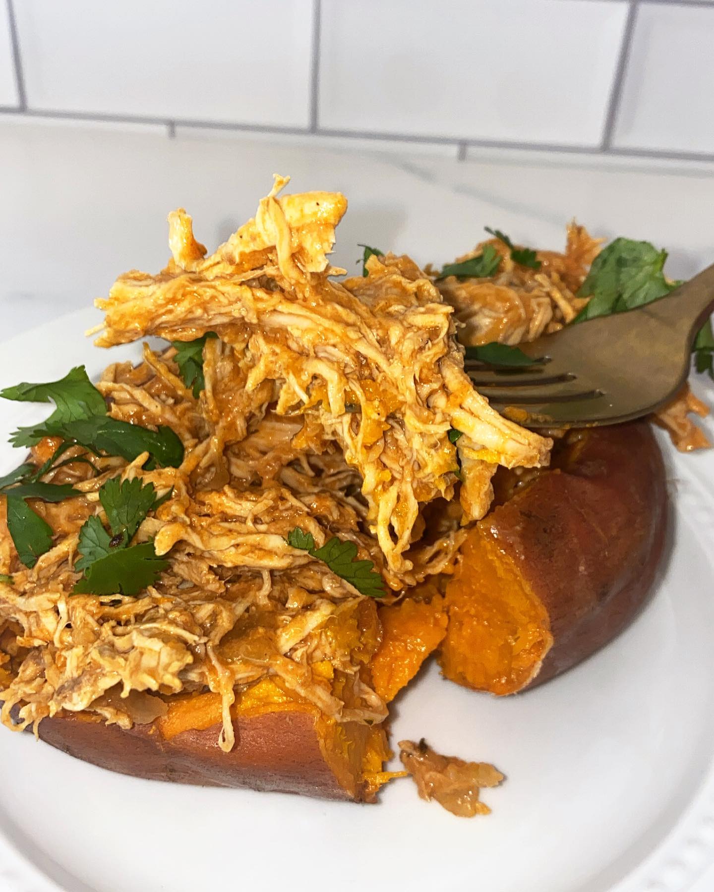 Buffalo Chicken Stuffed Sweet Potatoes