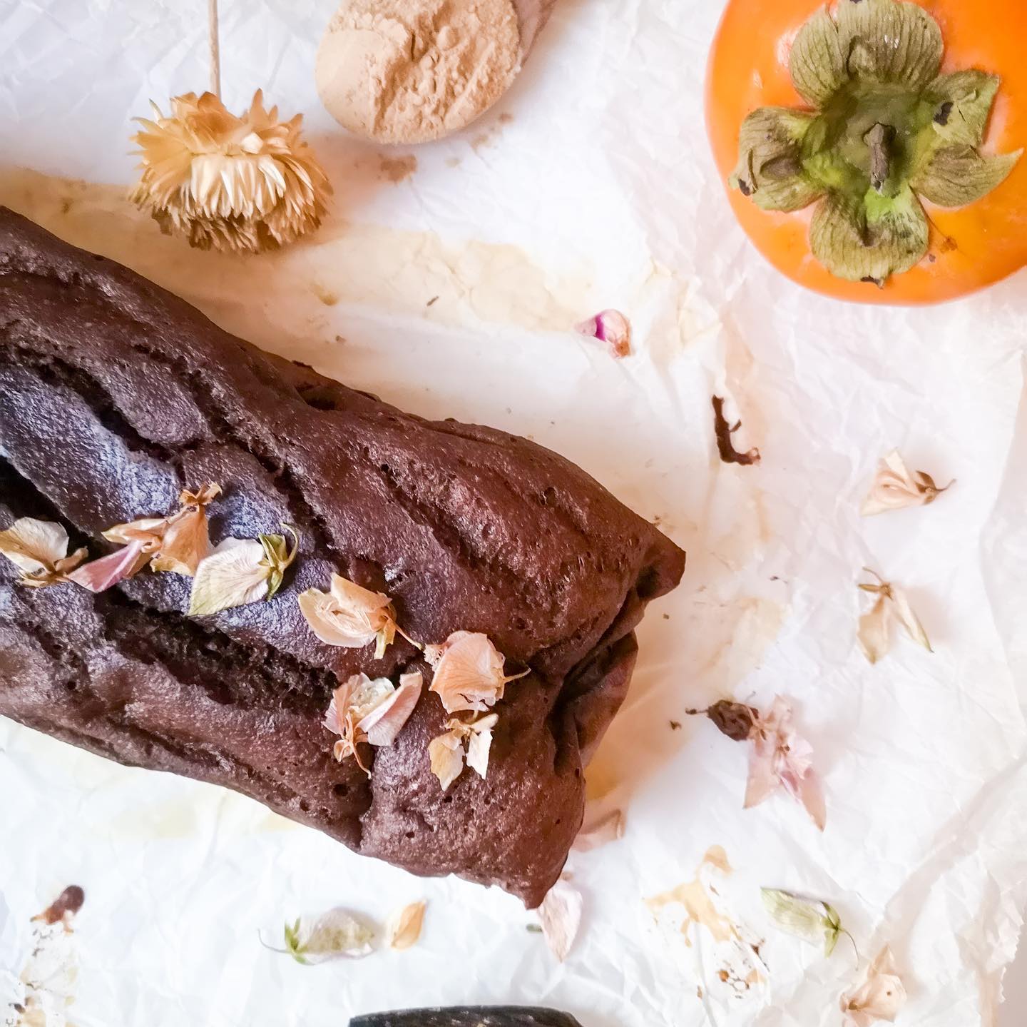 Persimmon Cocoa Sponge Cake