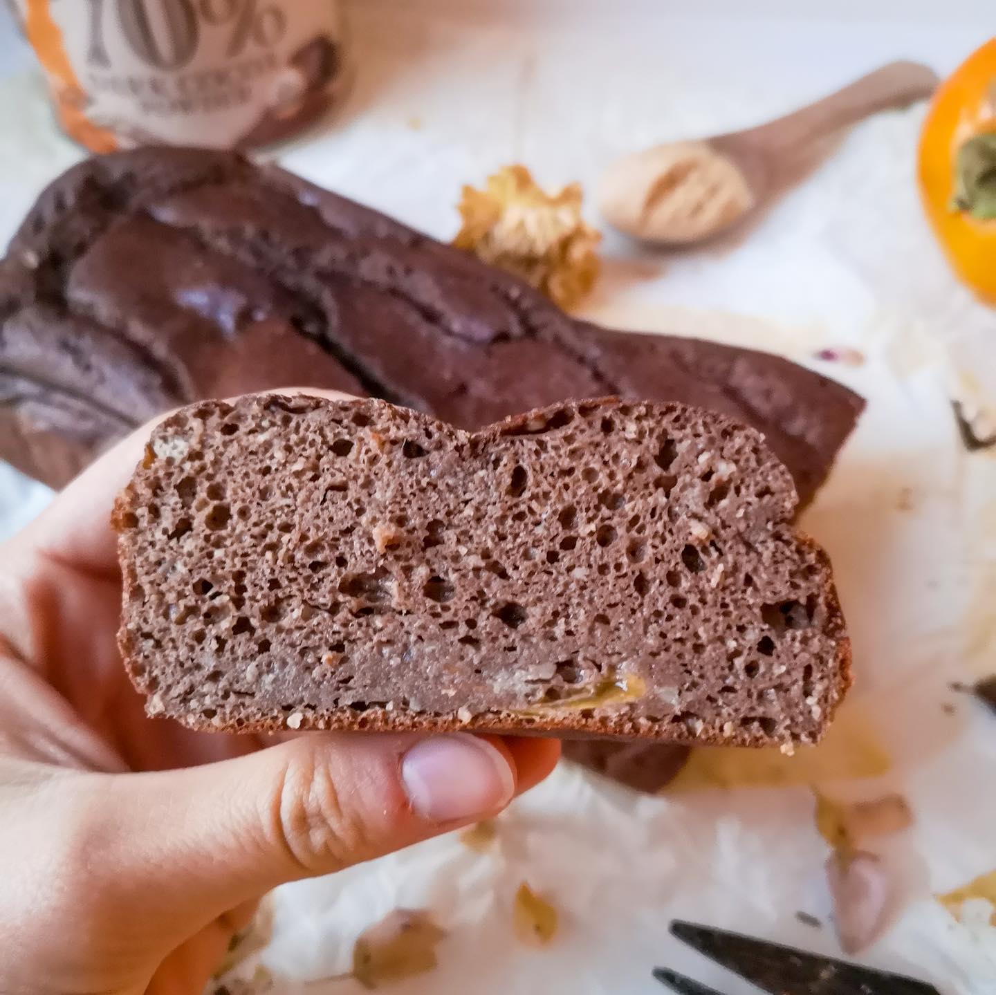 Persimmon Cocoa Sponge Cake
