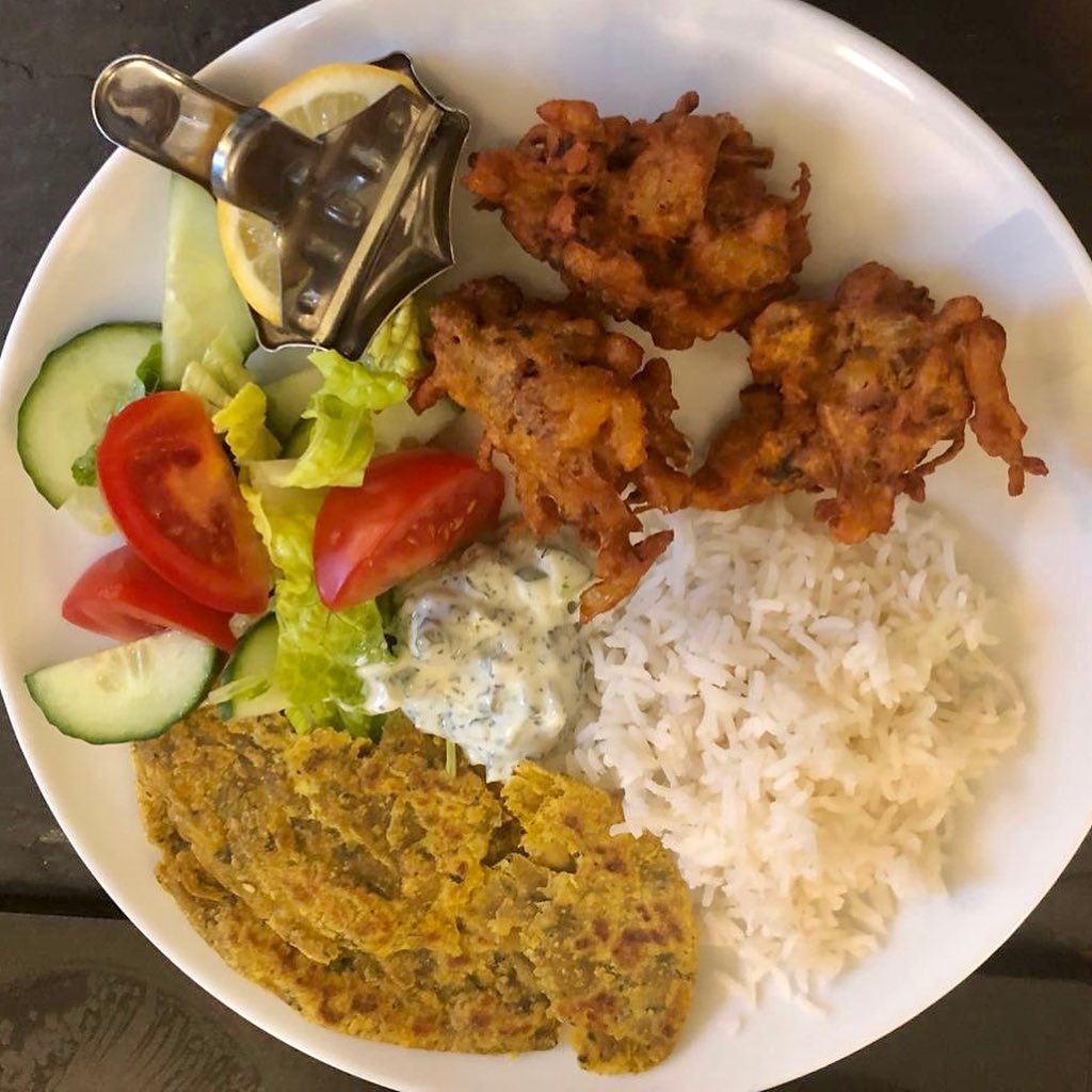 Crispy Vegetable Pakoras with Mint Raita