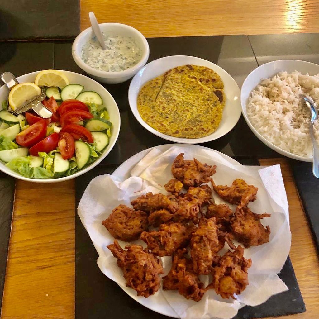 Crispy Vegetable Pakoras with Mint Raita