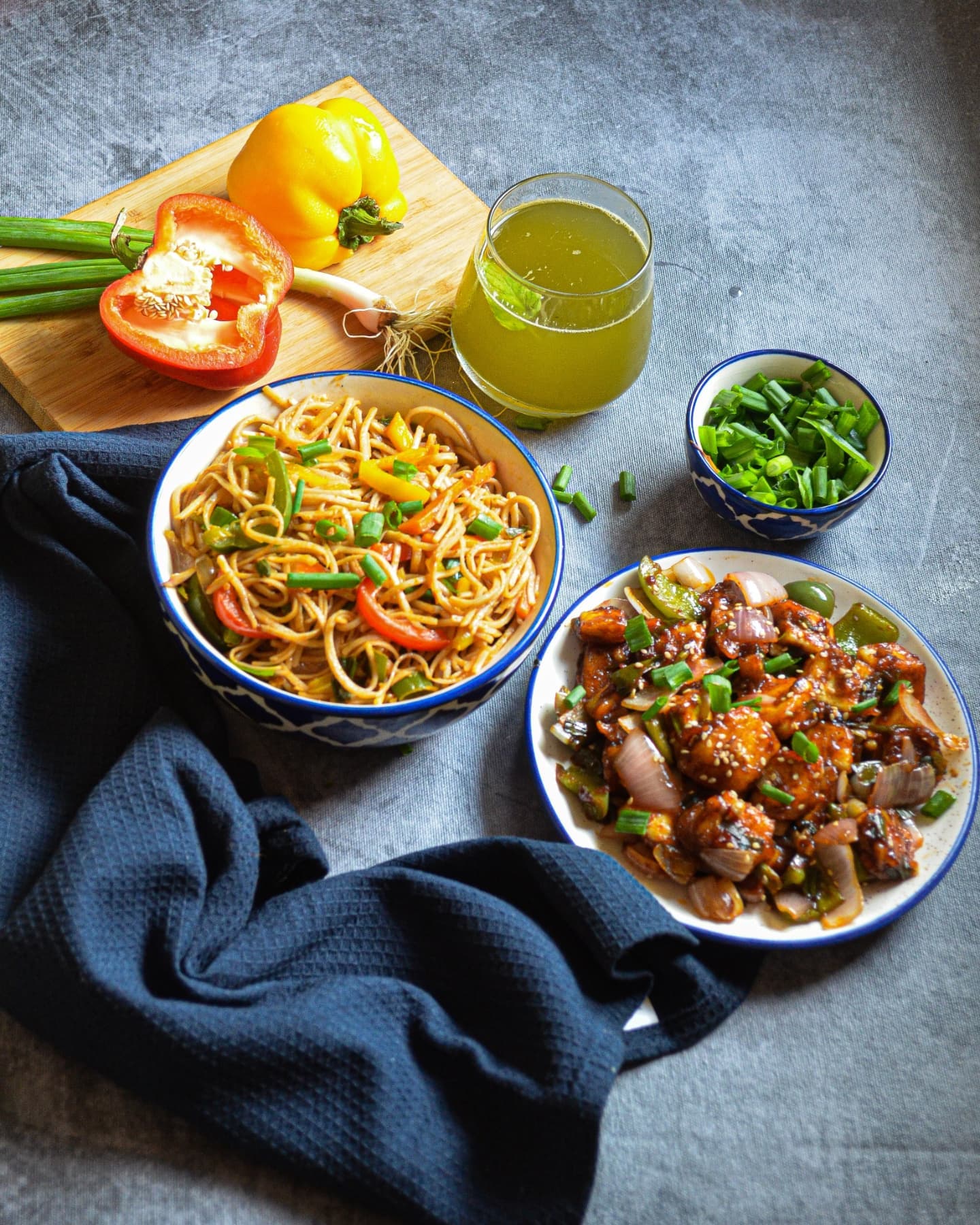 Healthy Indo-Chinese Noodle and Chilli Paneer Stir-Fry