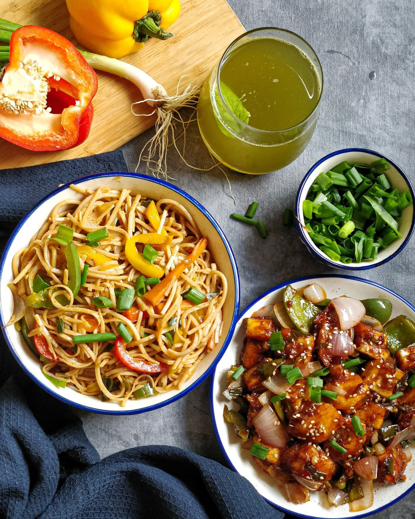 Healthy Indo-Chinese Noodle and Chilli Paneer Stir-Fry