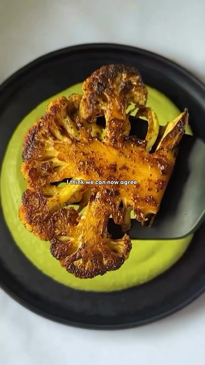 Cauliflower Steak with Harissa Tahini Sauce