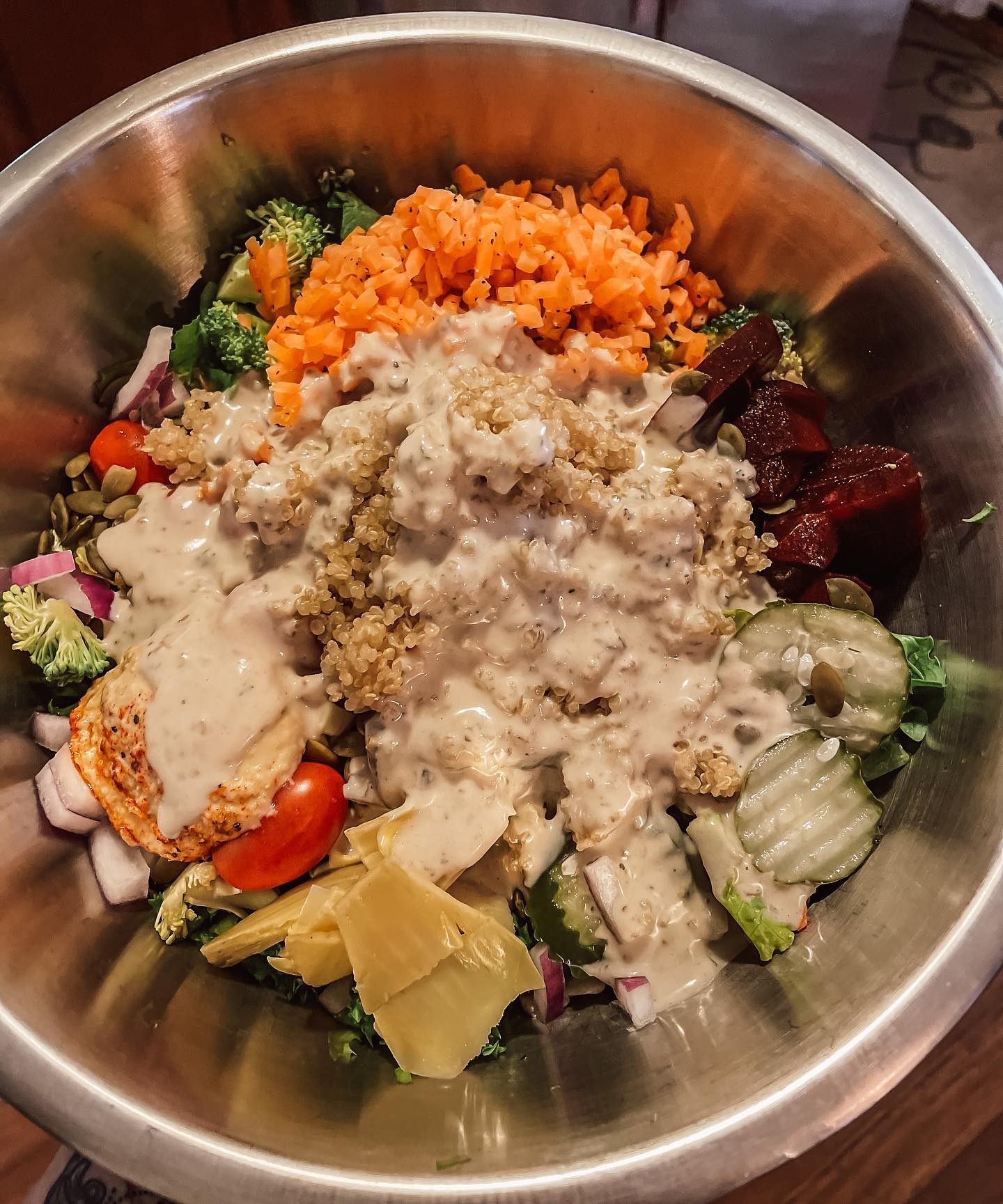 Vegan Rainbow Salad with Tahini Dressing