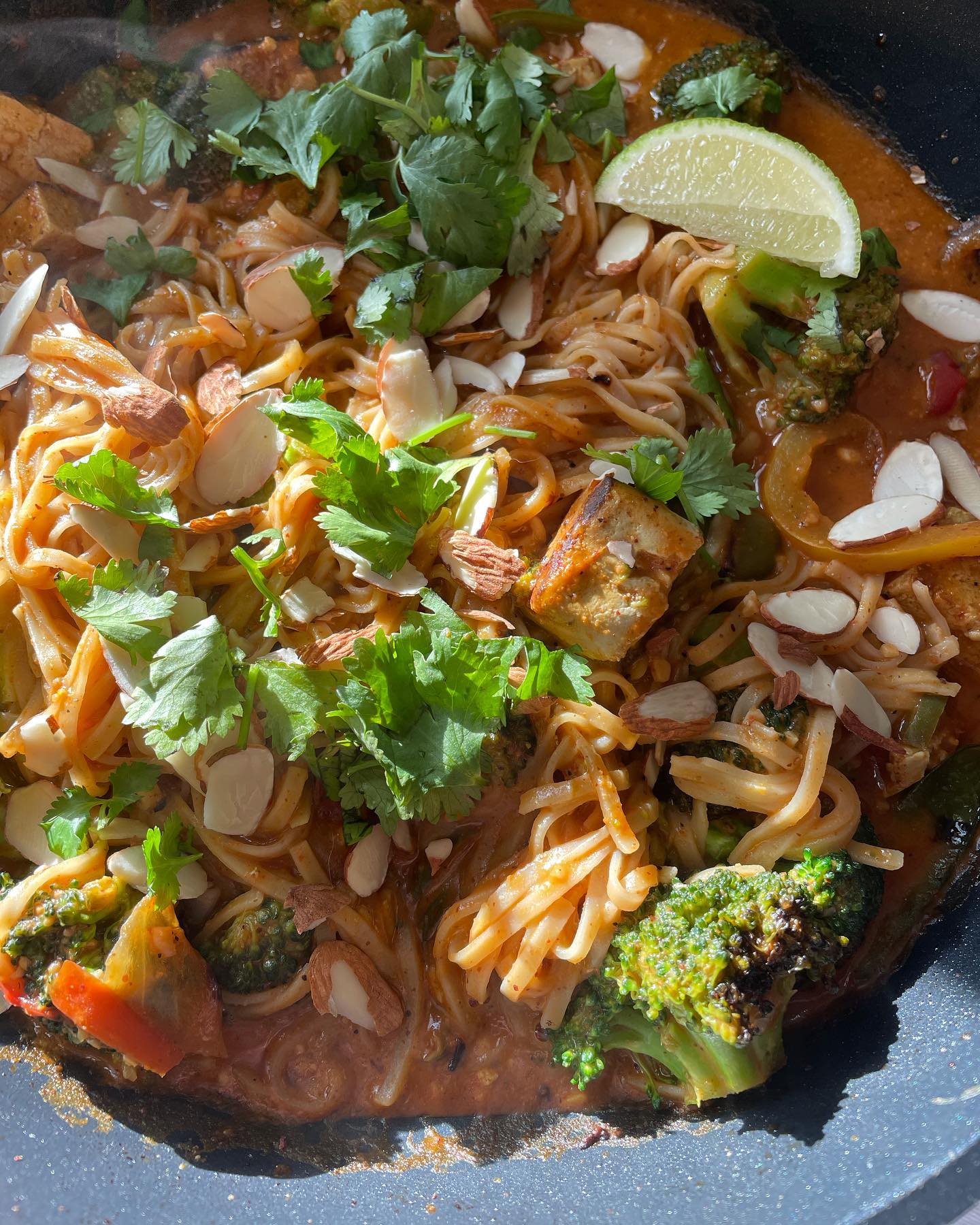 Oil-Free Thai Red Curry with Almonds