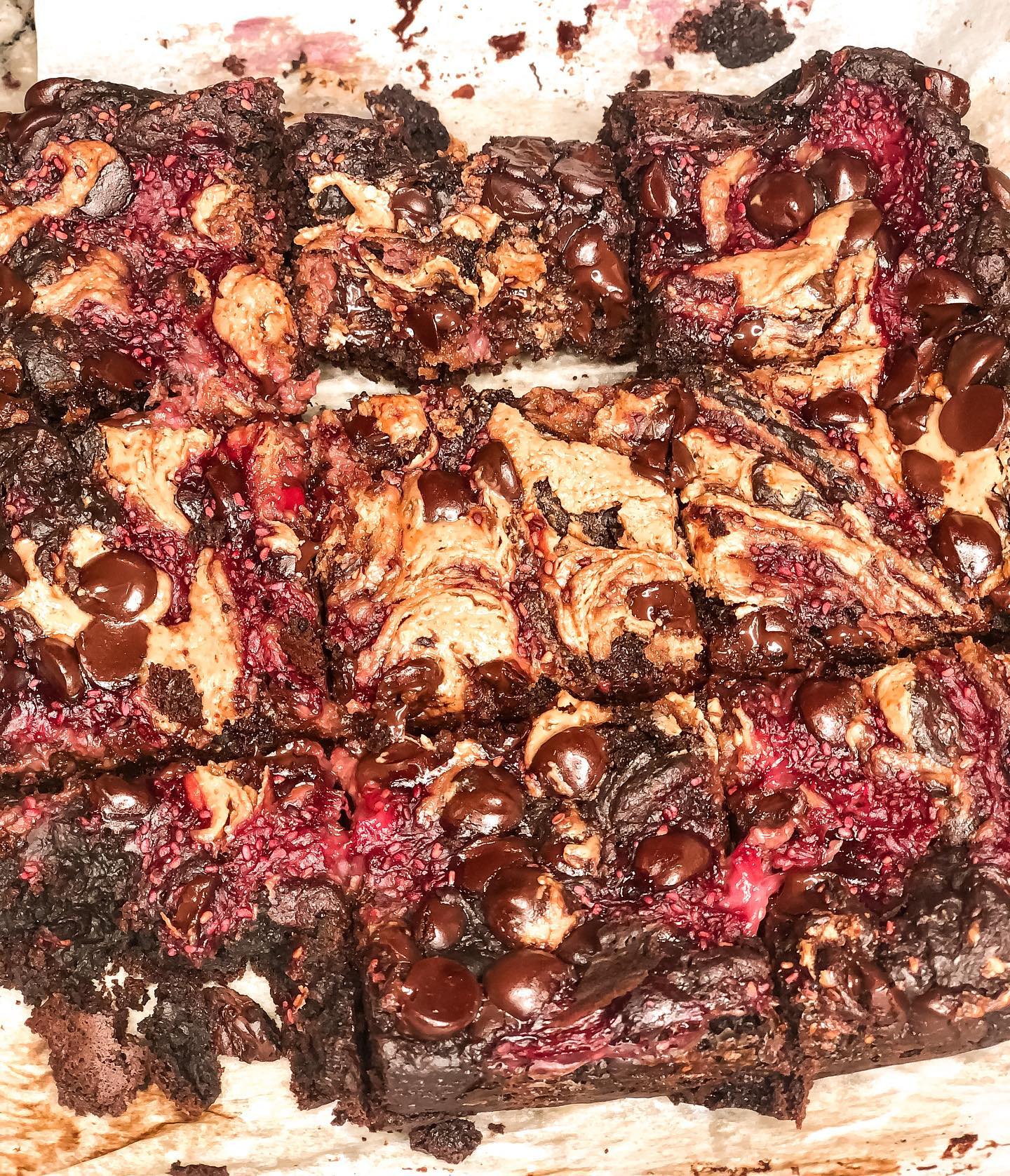 Almond Butter and Raspberry Jam Brownies