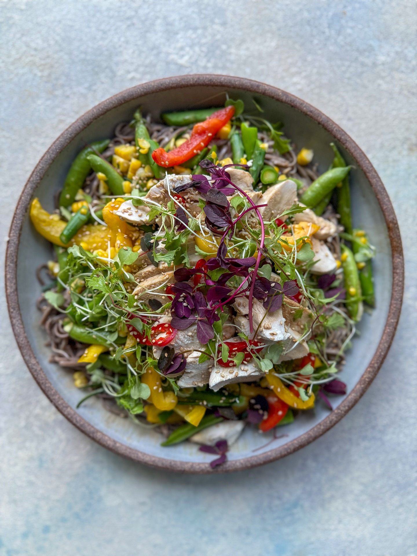 Poached Chicken Salad with Buckwheat Noodles