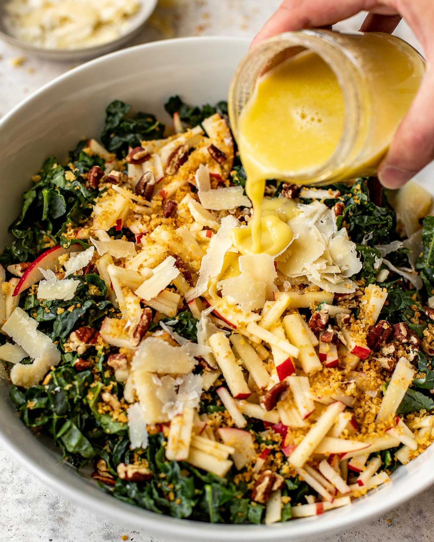 Kale Salad with Apple and Lemon Tahini Dressing