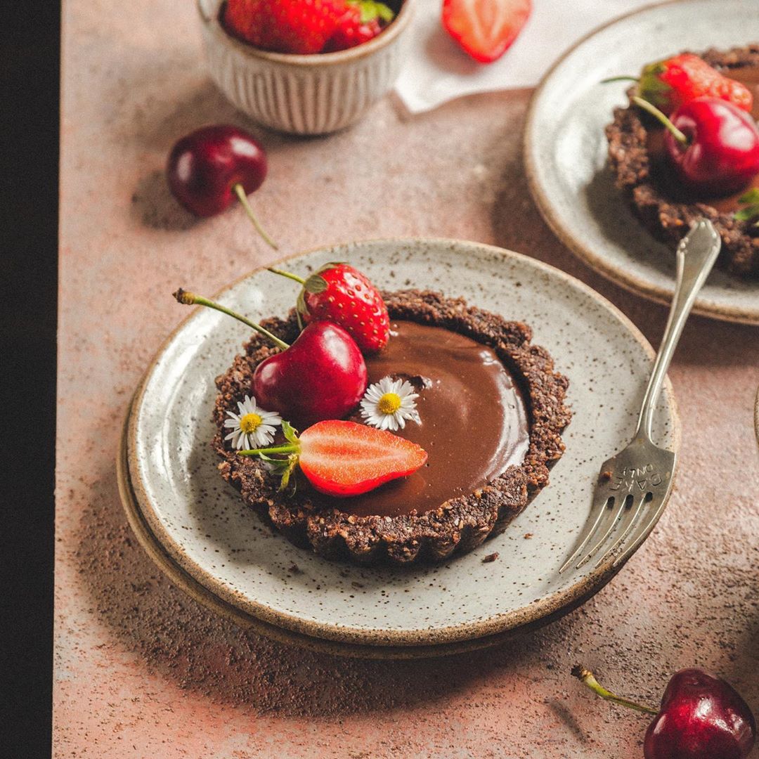 Vegan Chocolate Tarts with Fresh Berries