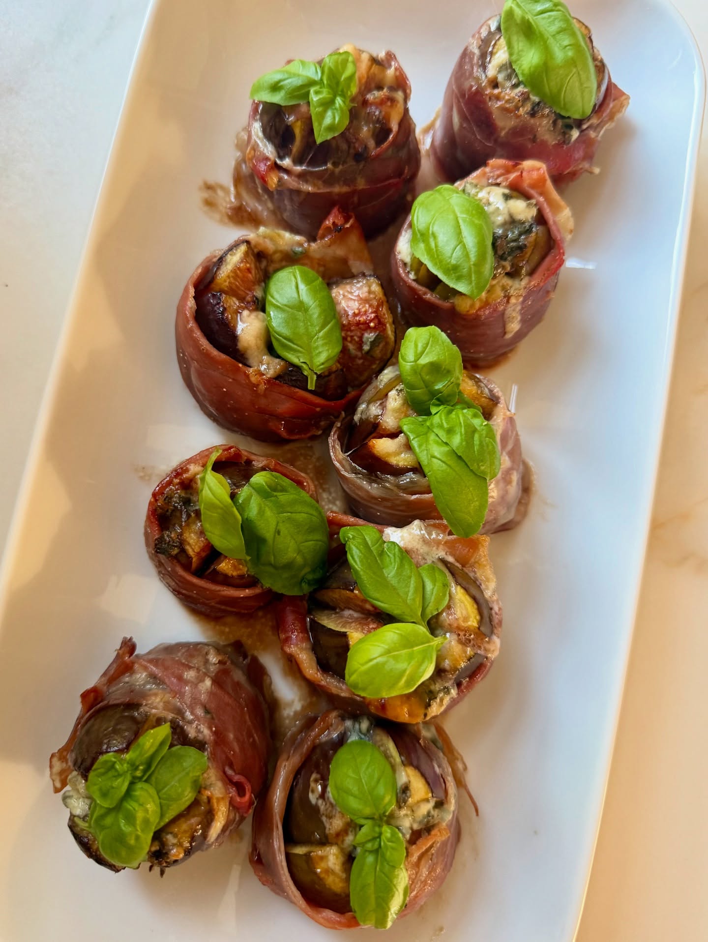 Prosciutto-Wrapped Baked Figs and Summer Salad