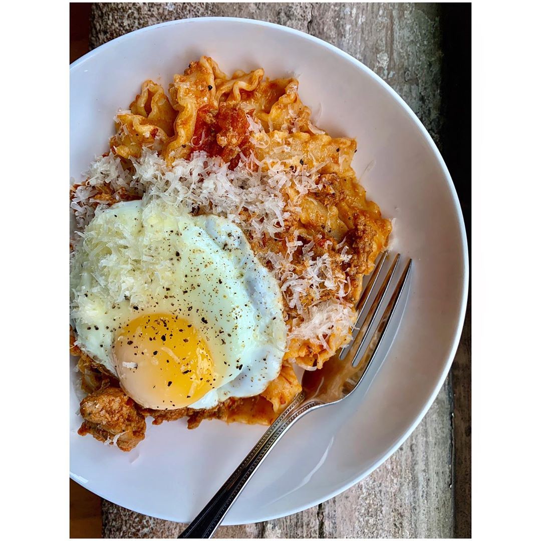 Spicy Sausage and Fennel Ragu with Fried Egg