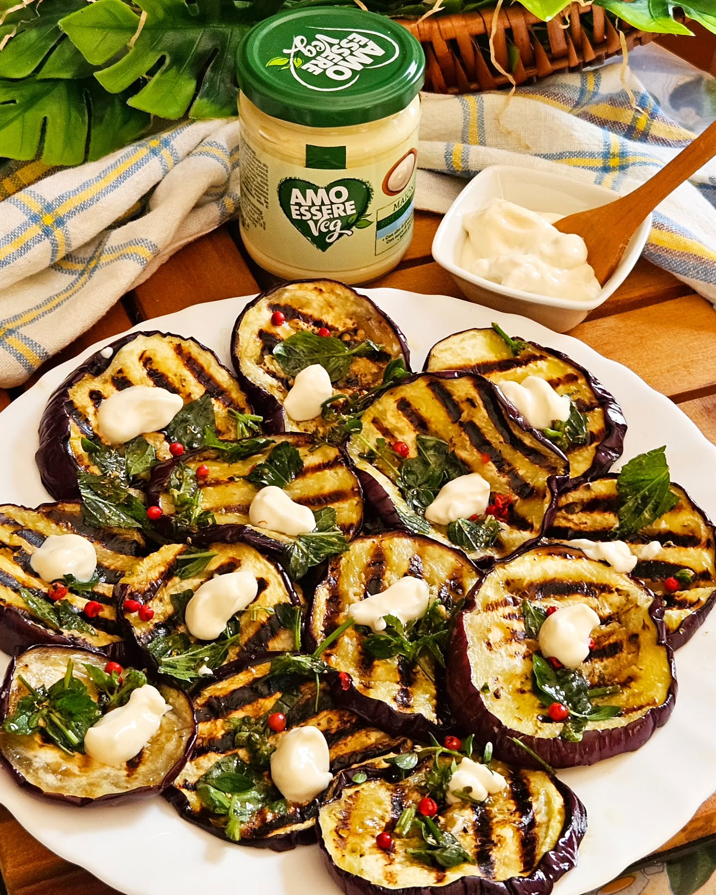 Grilled Eggplants with Mint and Vegan Mayonnaise