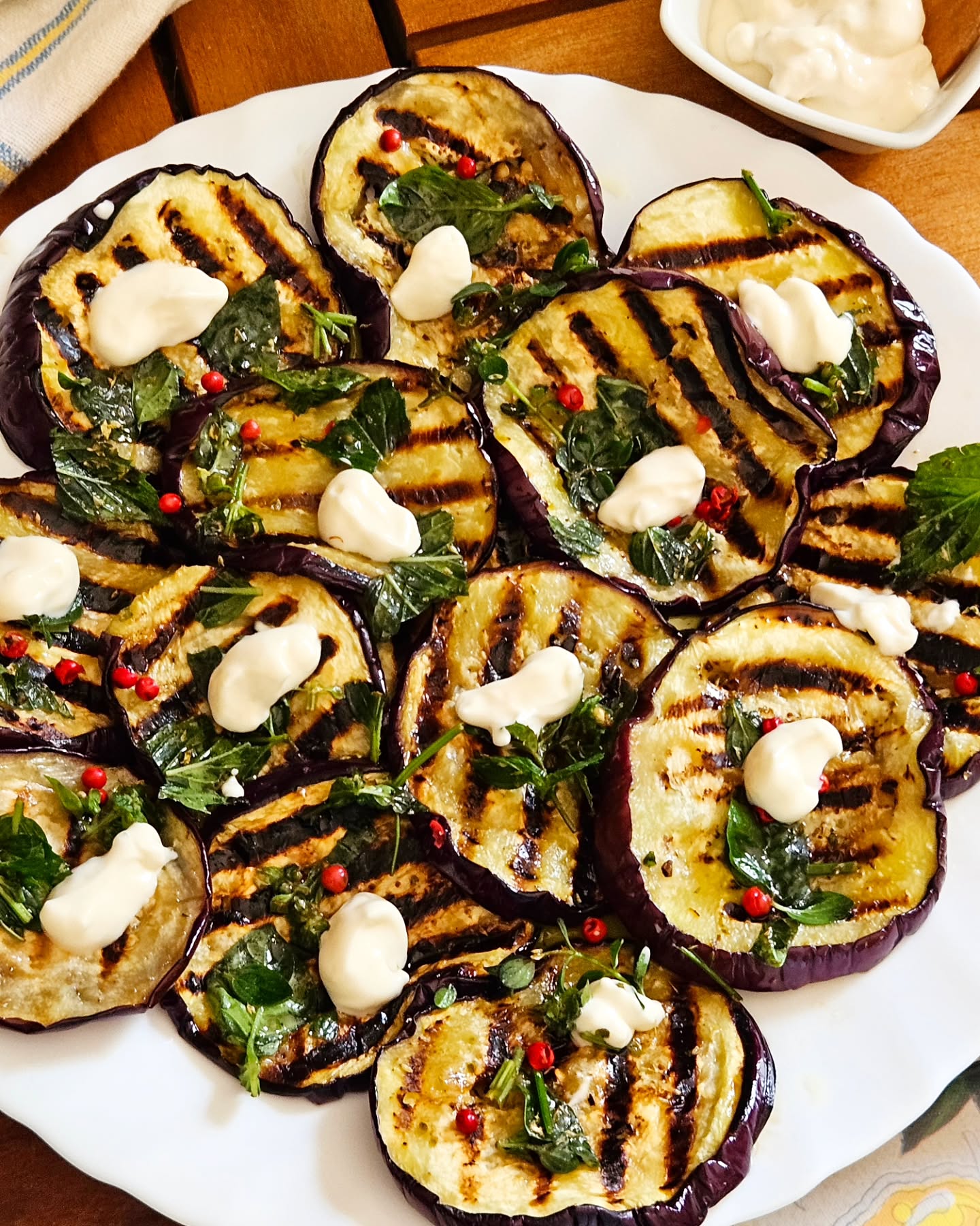 Grilled Eggplants with Mint and Vegan Mayonnaise