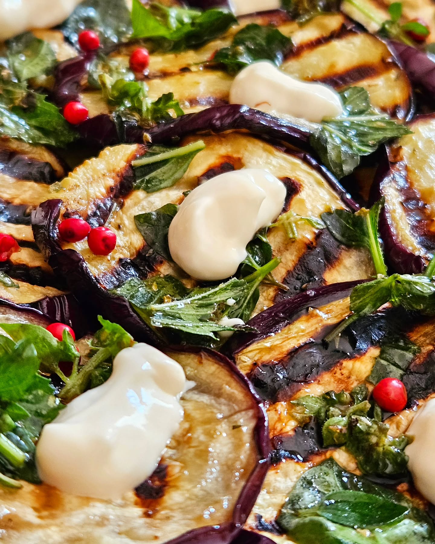 Grilled Eggplants with Mint and Vegan Mayonnaise