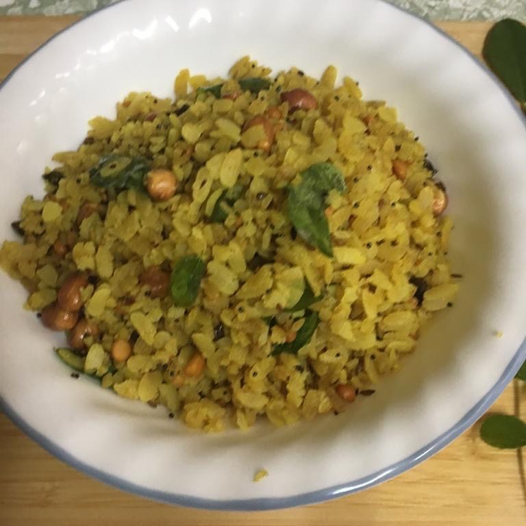 Flattened Brown Rice Poha Dish