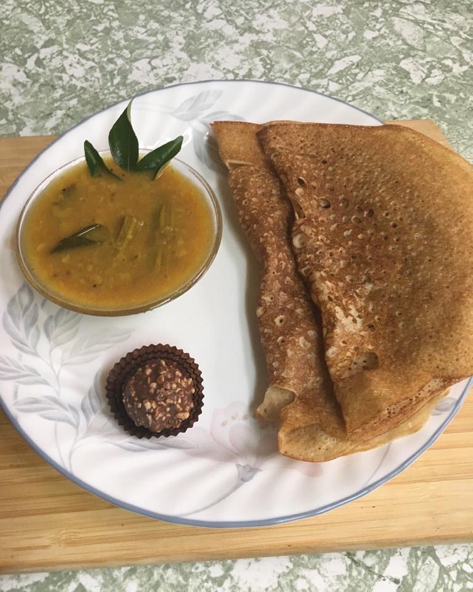 Instant Wheat Dosa Breakfast Plate