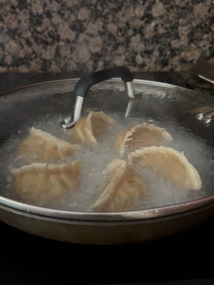 Crispy Chicken Dumplings with Spicy Salsa and Sautéed Bok Choy