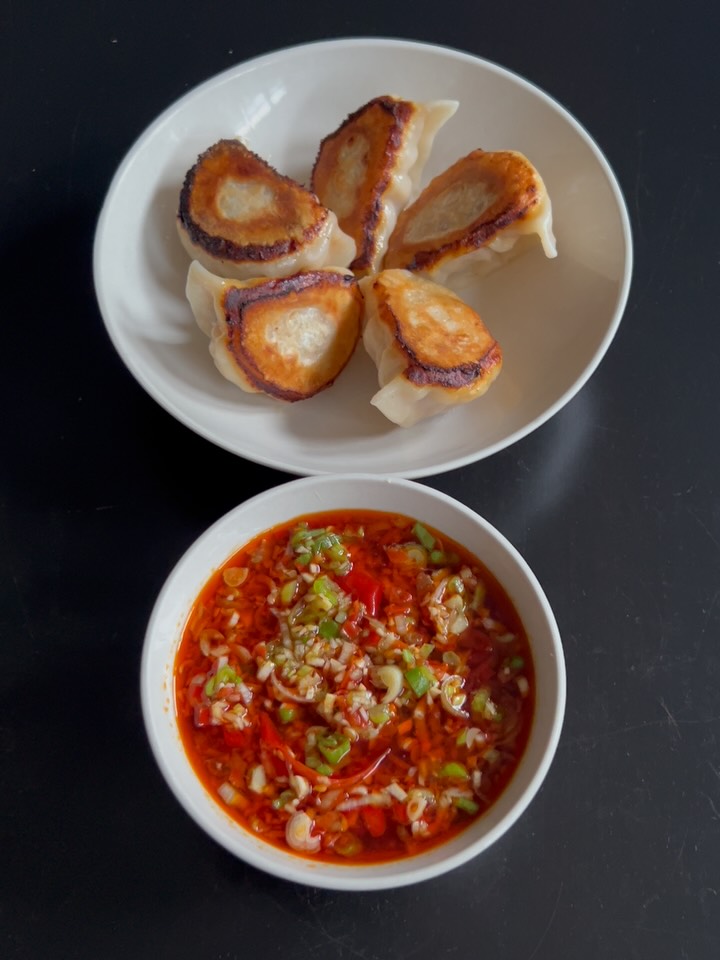 Crispy Pork Dumplings with Spicy Salsa