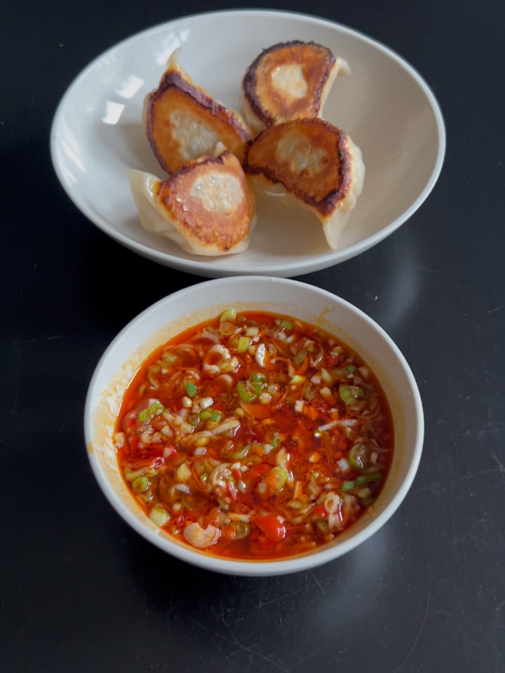 Crispy Pork Dumplings with Spicy Salsa