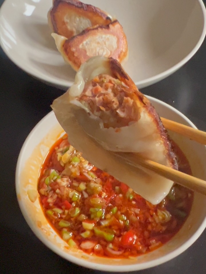 Crispy Pork Dumplings with Spicy Salsa