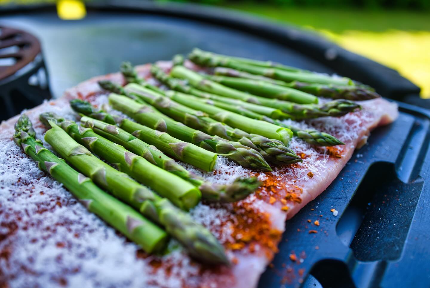 Grilled Asparagus-Stuffed Pork Tenderloin with Pasta