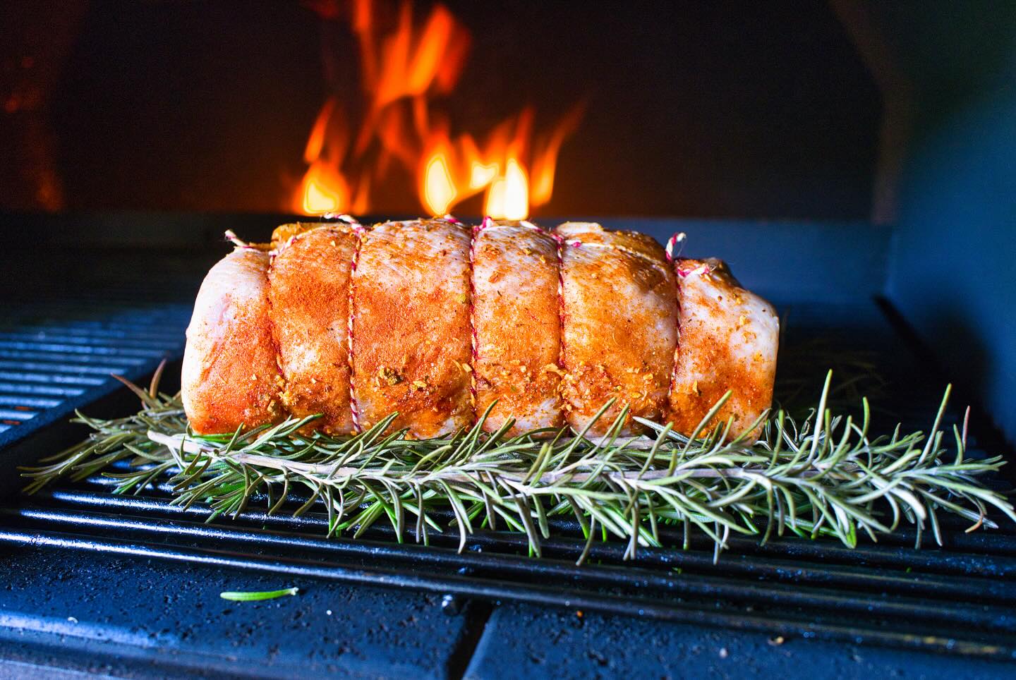 Grilled Asparagus-Stuffed Pork Tenderloin with Pasta