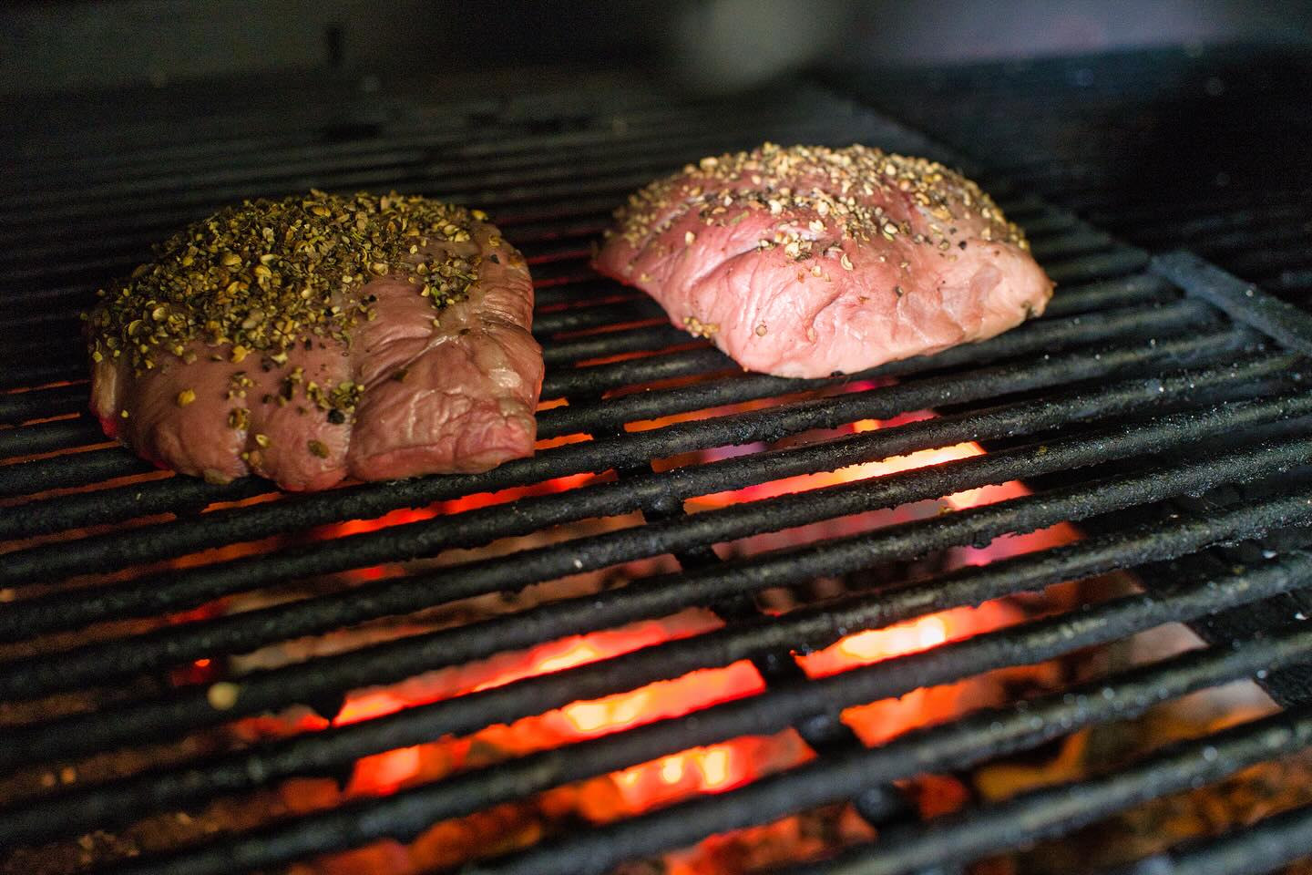 Grilled Pork Steak with Cabbage Stir-Fry