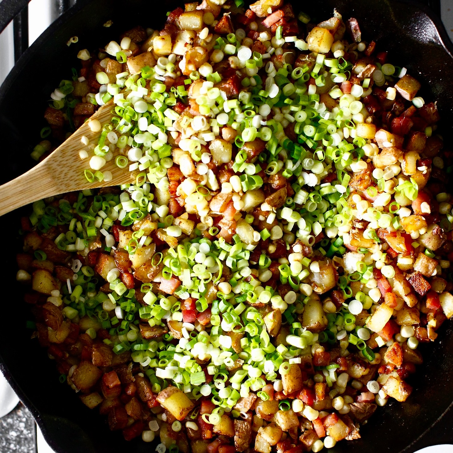 Bacon Corn Hash with Egg