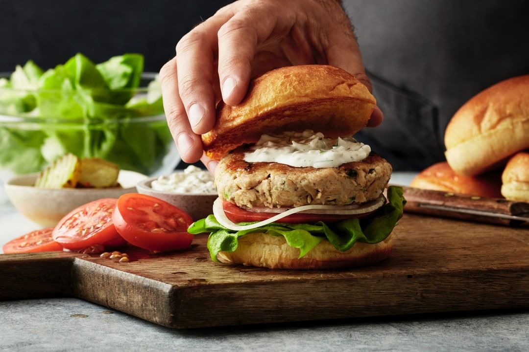 Plant-Based Fish Burger with Horseradish Tartar Sauce