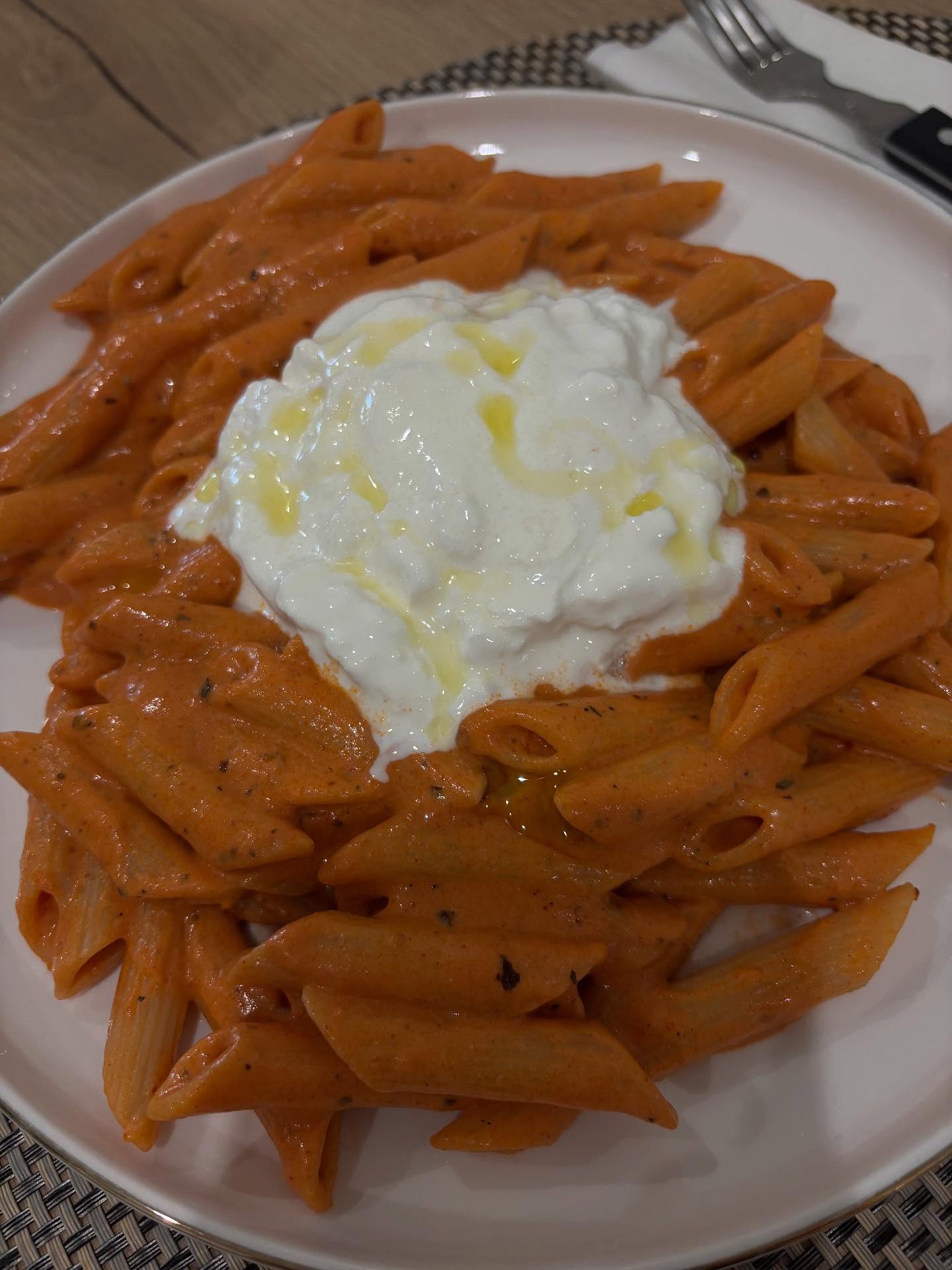 Penne with Rosé Sauce and Stracciatella