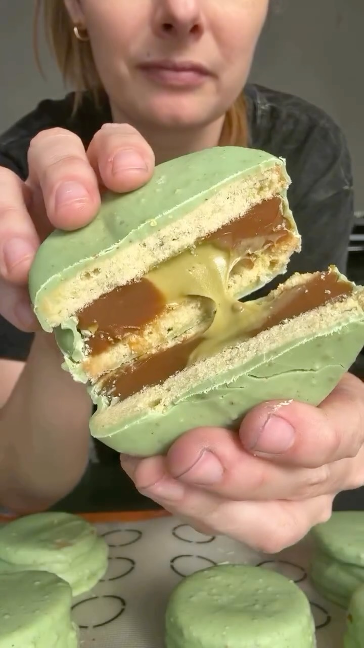 Pistachio Alfajores with Caramelized Crunch