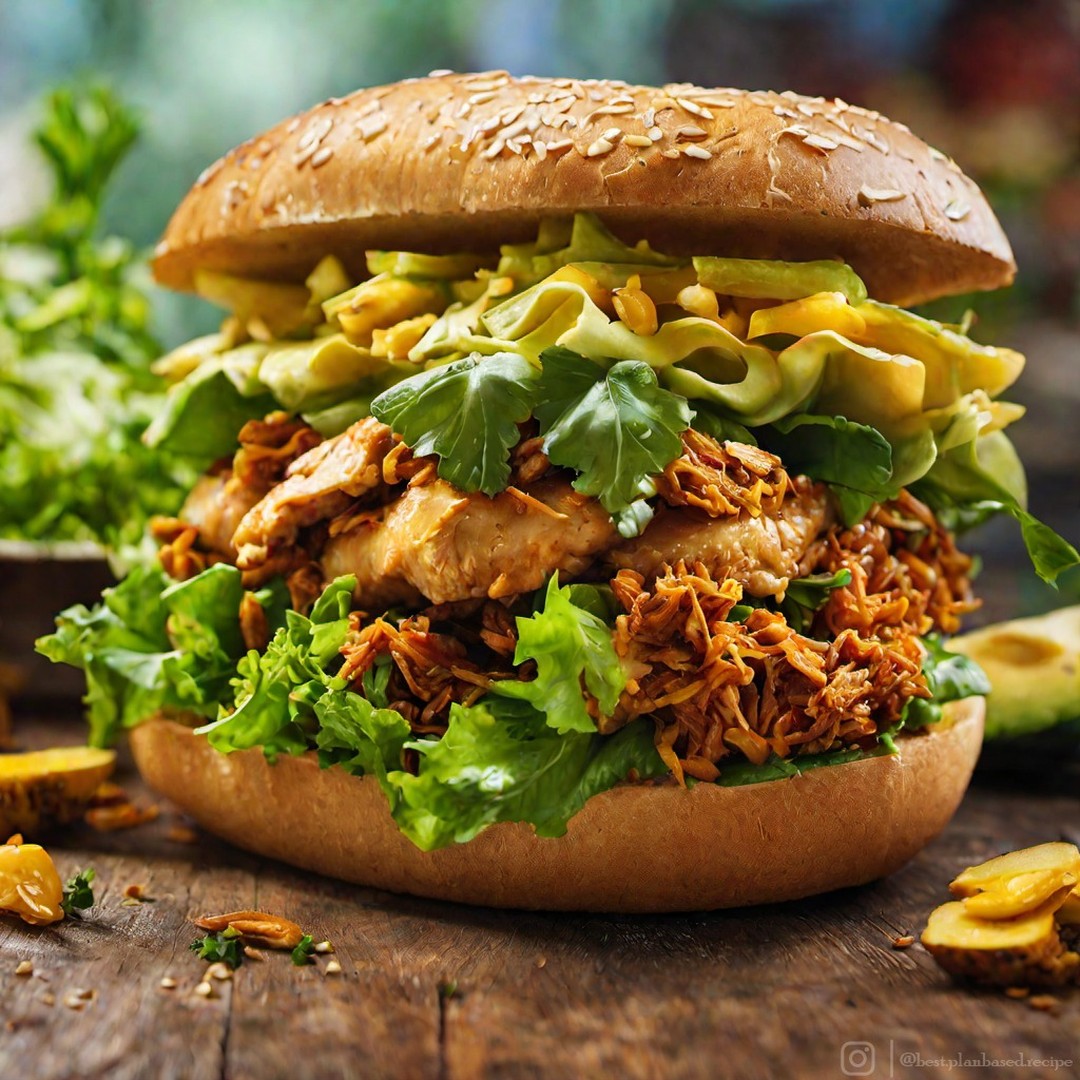 Vegan Jackfruit Pulled Chicken Sandwich