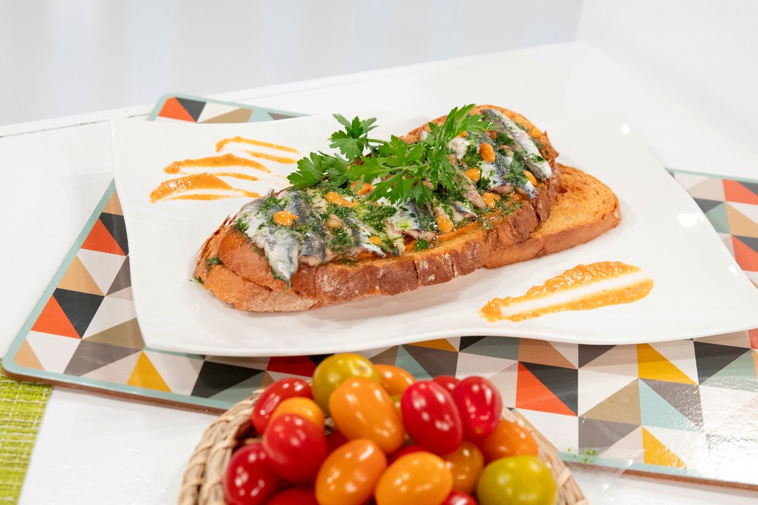 Roasted Anchovy Toast with Tomato Cream
