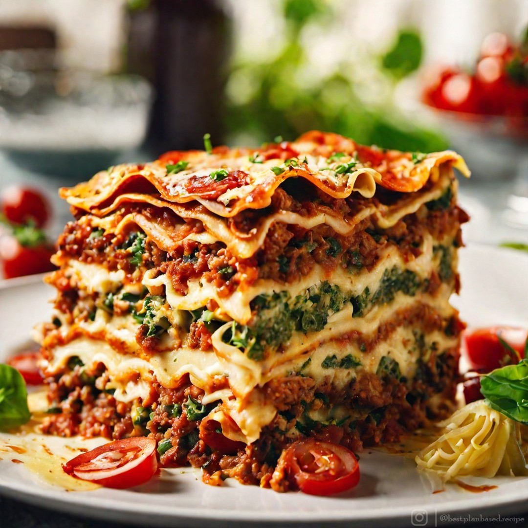 Vegan Lasagna with Spinach and Mushrooms